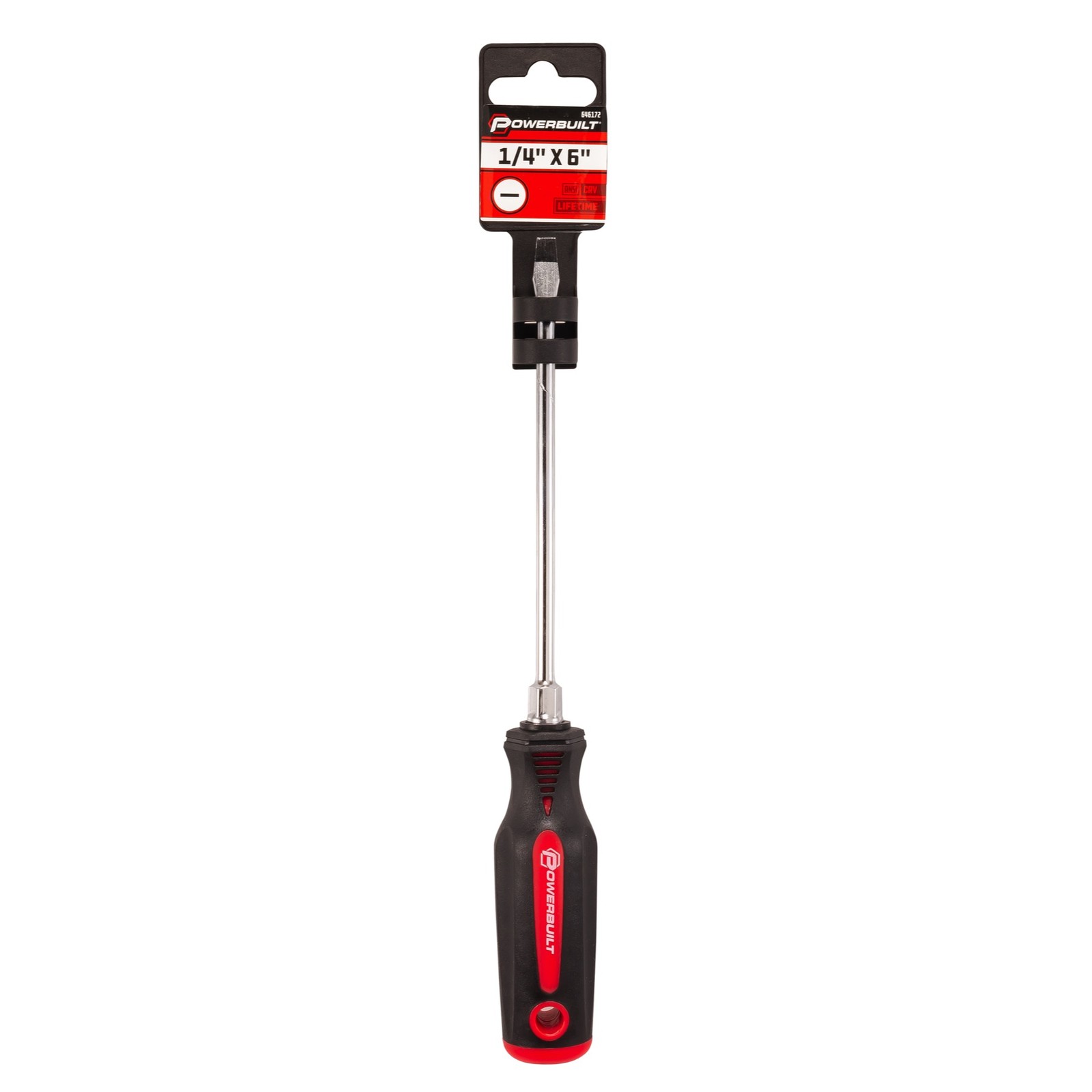 Powerbuilt 1/4 x 6 Inch Slotted Screwdriver with Double Injection Handle –