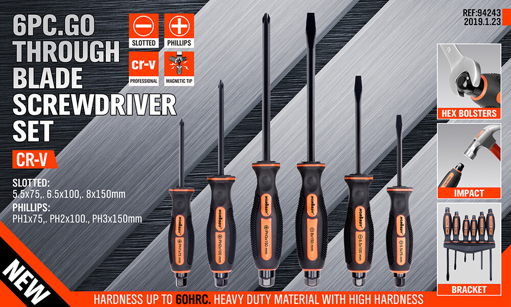 6 Pcs Magnetic Screwdriver Set Fastening Chiselling Loosening 3 Phillips 3 Flat
