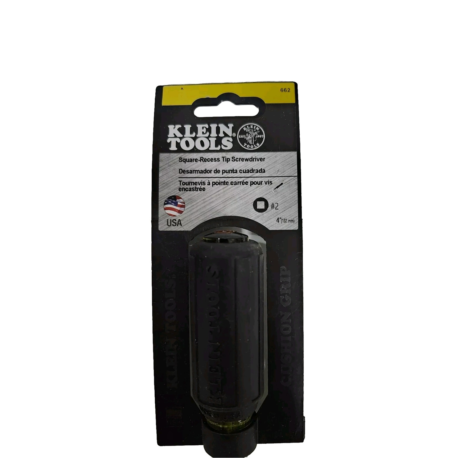 Klein Tools 662 #2 Square Screwdriver with 4-Inch Round Shank