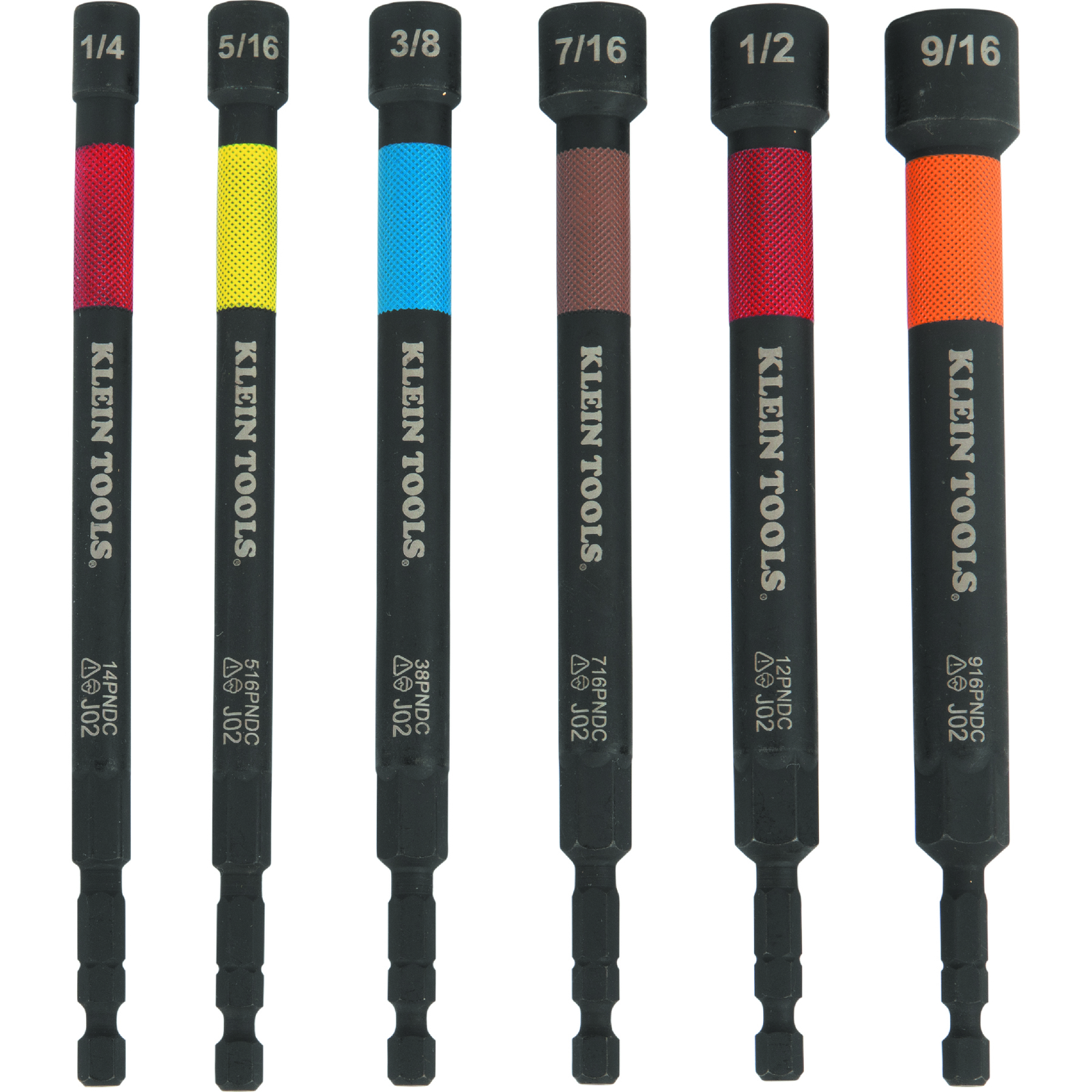 Klein Tools 32930 Magnetic Color-Coded Power Nut Setters Set, 6 Pc.