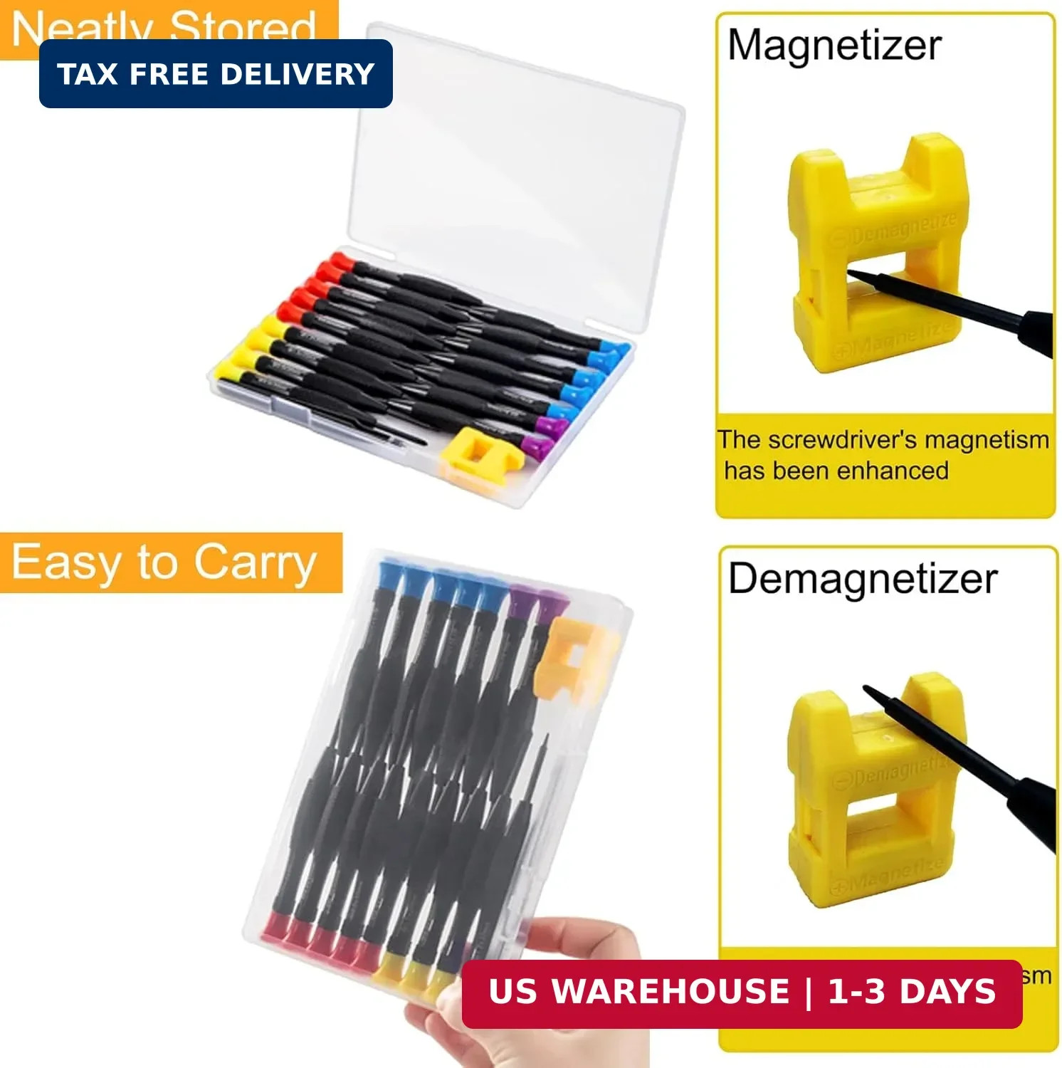 18PCS Mini Precision Screwdriver Set With Case, Lengnoyp Magnetic Small Flathead