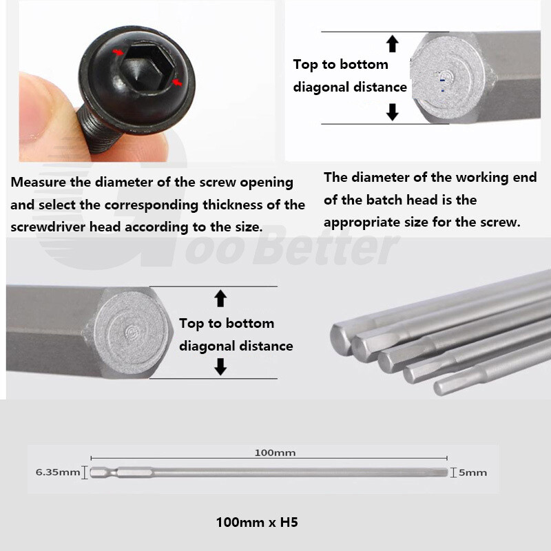 Hex Allen Key Bit Set Screwdriver Socket 50mm Long Impact Driver Drill Magnetic