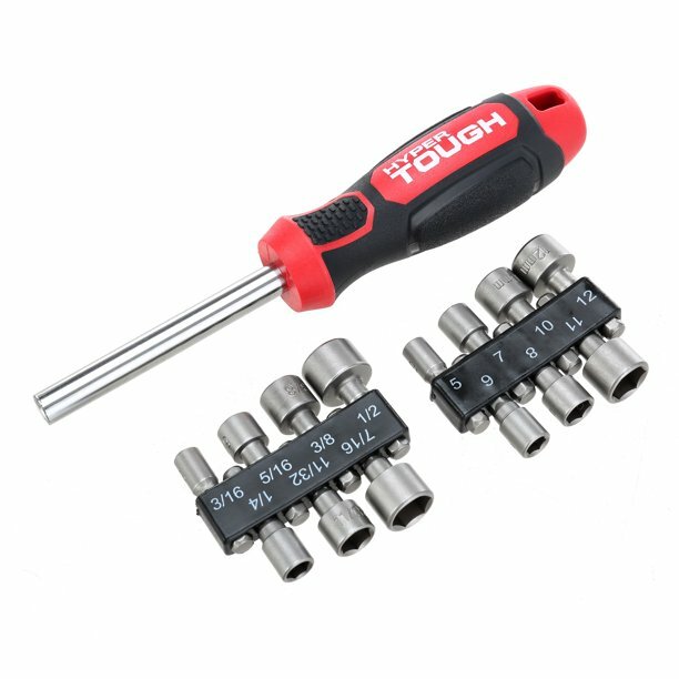 HYPER TOUGH 14-IN-1 Alloy Steel NUT DRIVER Bits SET Sae Metric 1/4-in HEX Shank