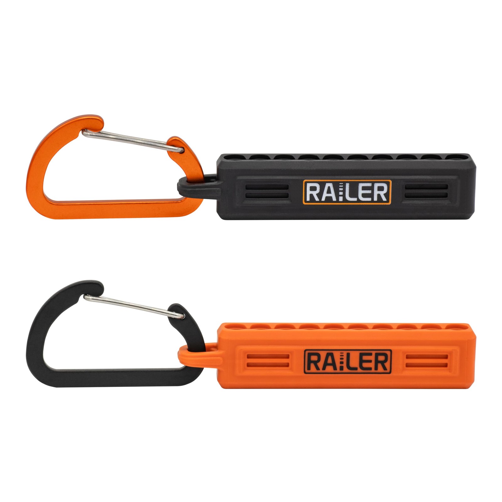 Screwdriver Bit Holder Storage Organizer – Railer 10-Hole Black + Orange