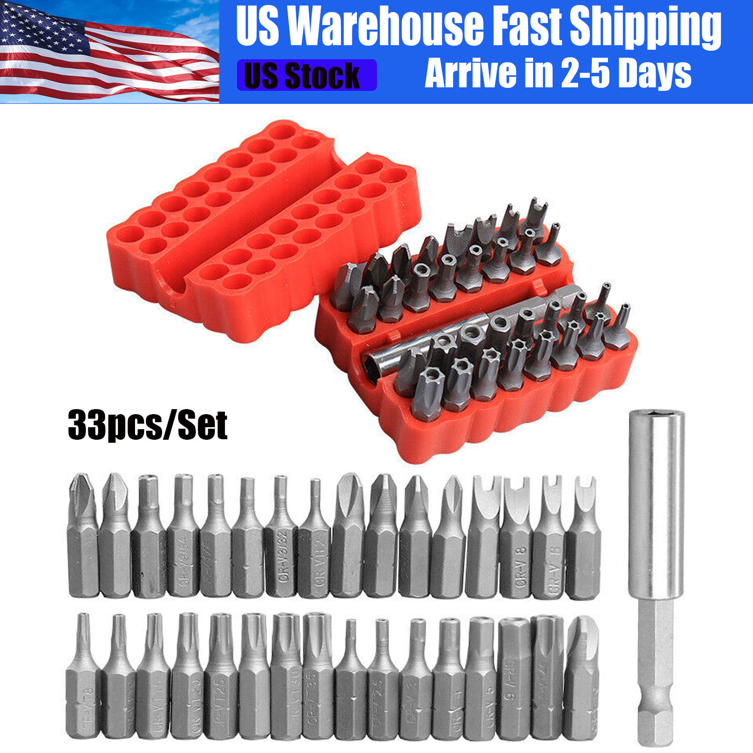 Tamper Proof Security Torq Hex Star Spanner Tri Wing Screwdriver 33 Torx Bit Set