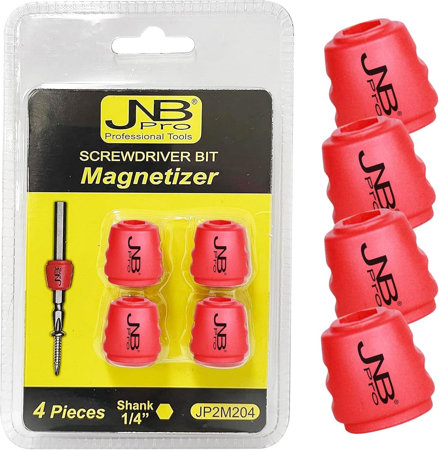 Enhanced Magnetic Screwdriver Bit Sleeve: 4-Pc Set for Carpentry & Metalworking