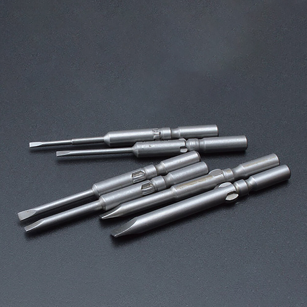 Ø 5mm Round Shank Magnetic Flat Head Slotted Screwdriver Bits Drill Driver Tools
