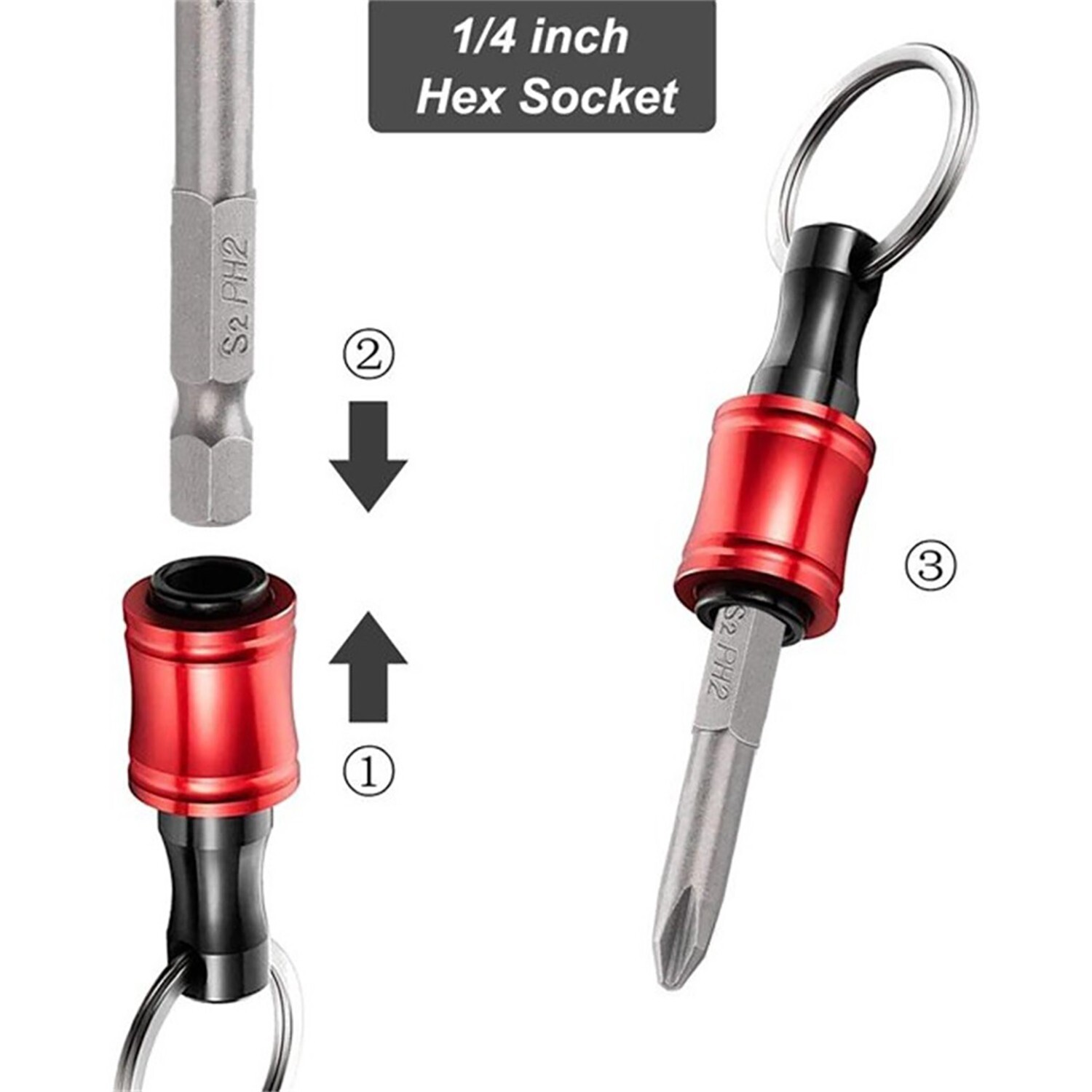 1/4″ Hex Shank Quick Release Keychain Screwdriver Drill Bit Holder Bit Set