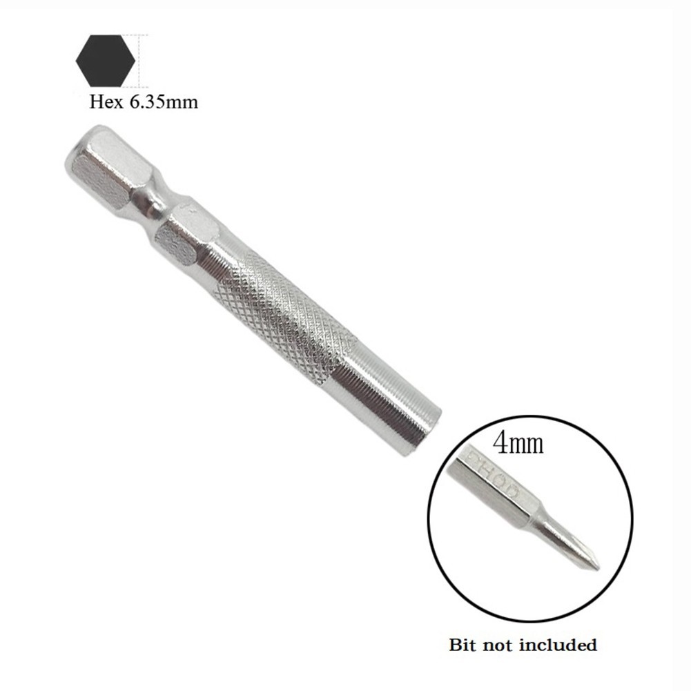 Silver 6.35mm 1/4″ Insert Bit Adapter 5PCS Hex 6.35mm Electric Screwdriver