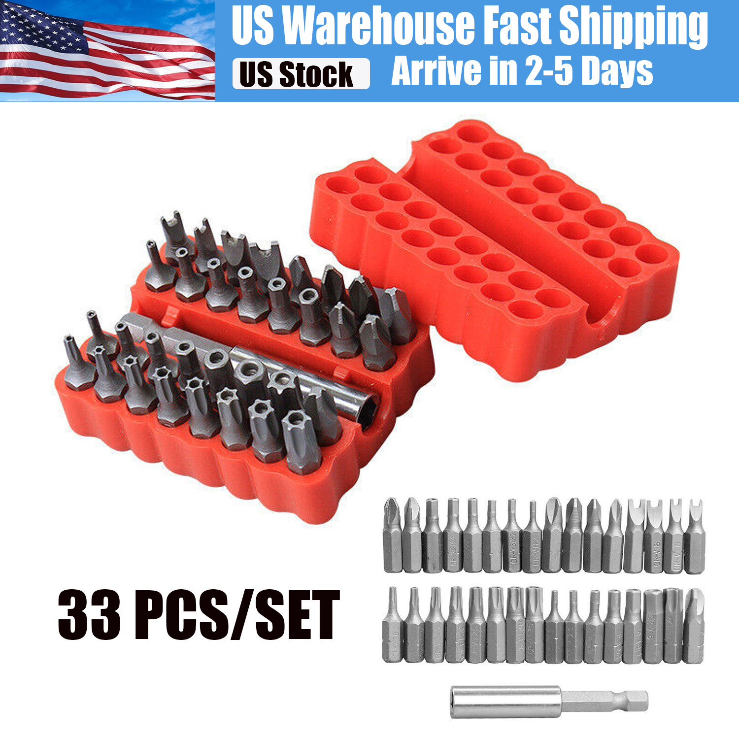 33 Torx Bit Set Tamper Proof Security Torq Hex Star Spanner Tri Wing Screwdriver