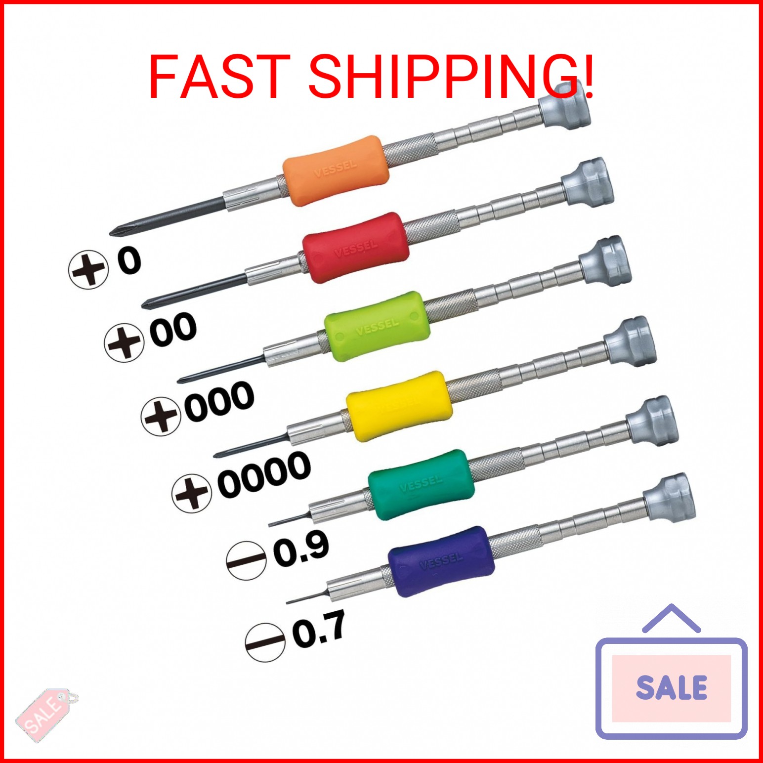 Vessel Precision Screwdriver Set TD-56S / +0, 00, 000, 0000, -0.7, -0.9