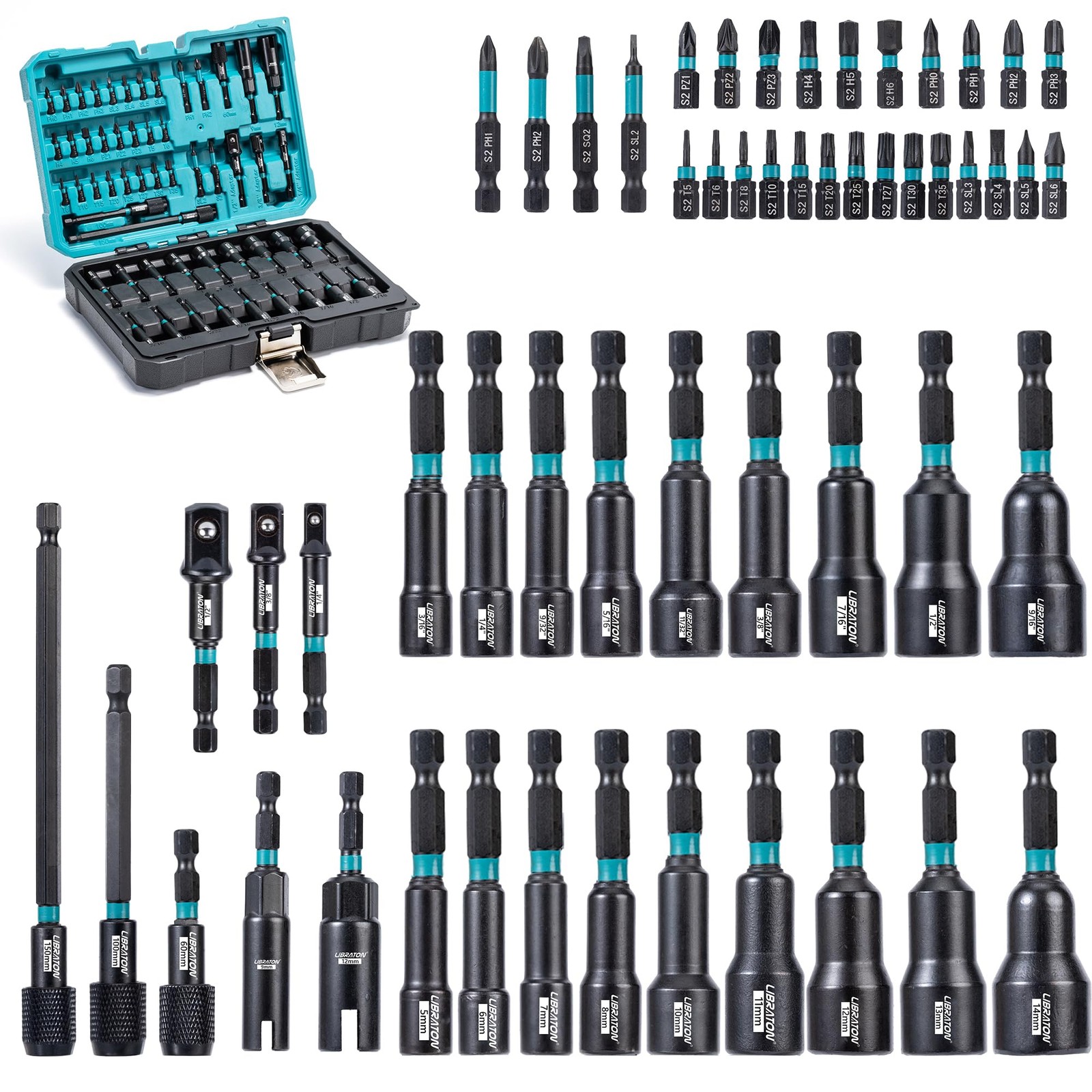 LIBRATON 54PCS Magnetic Nut Driver Set, Impact Drill Bit One Size