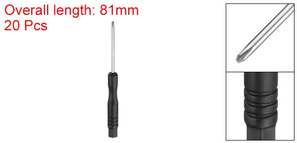 20pcs PH00 Mini Phillips Screwdriver 3.1″ Screwdrivers Carbon Steel Black