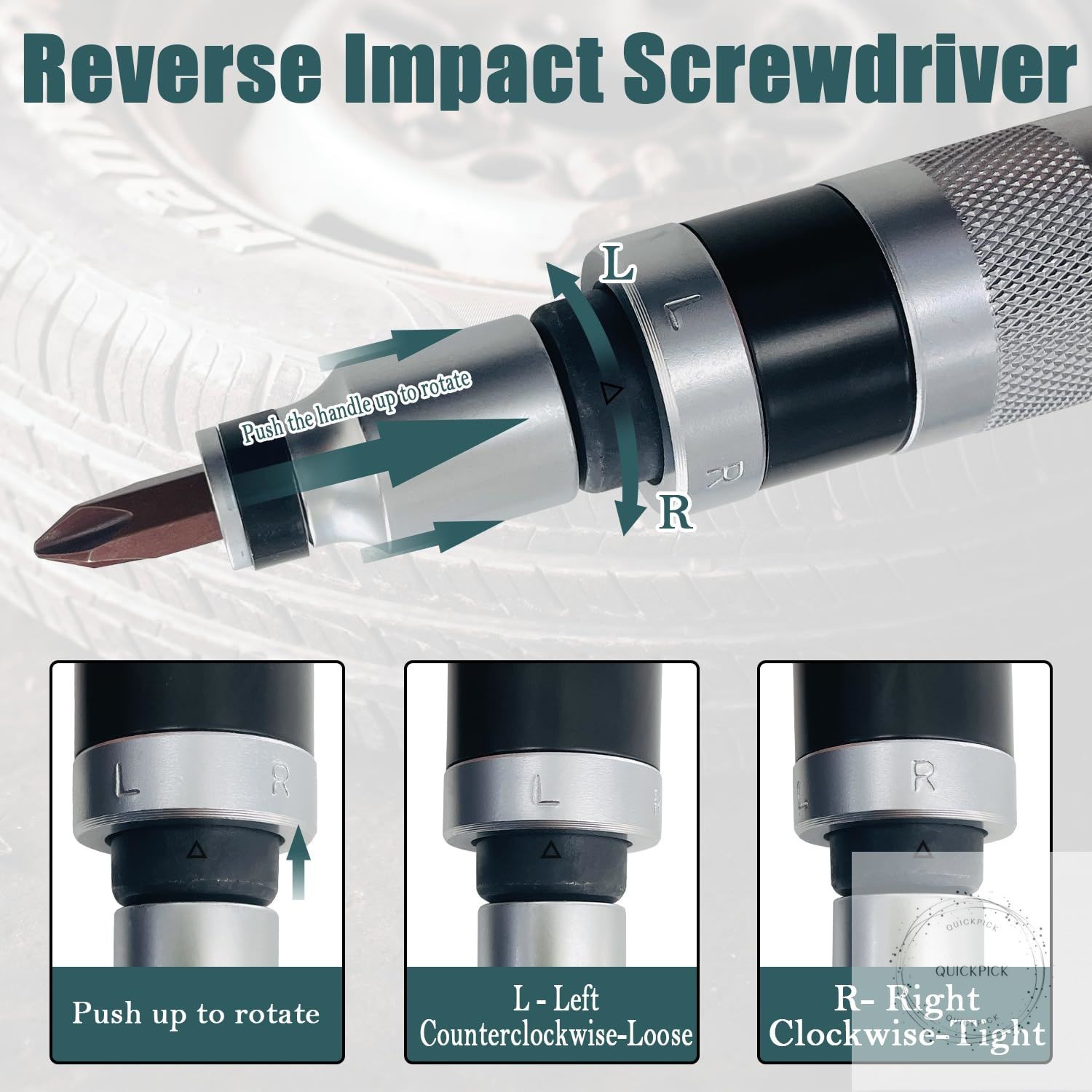 1/2 Inch Drive Manual Impact Driver Set Reversible Hand Held Impact Screwdriver