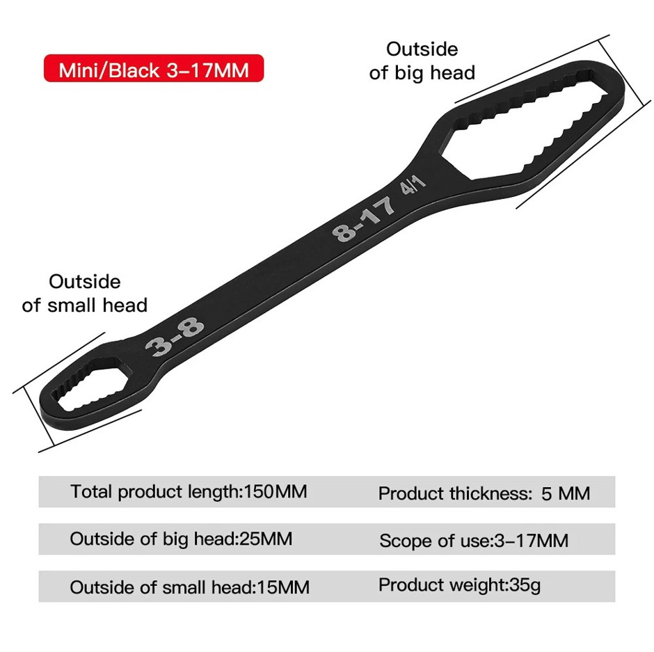 1pc Universal Double-Head Torx Wrench: Adjustable Self-Tightening Spanner – NEW