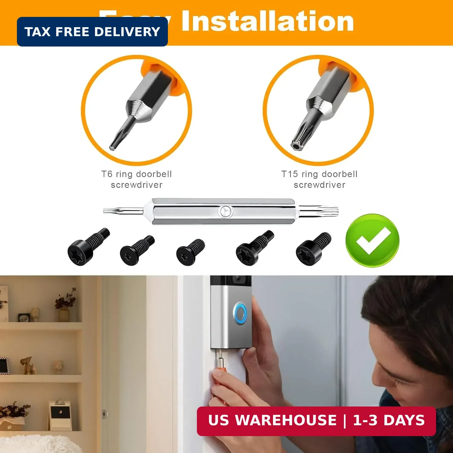 Doorbell Screws & Screwdriver Kit Replacement for Ring Video Doorbell 2 3 4