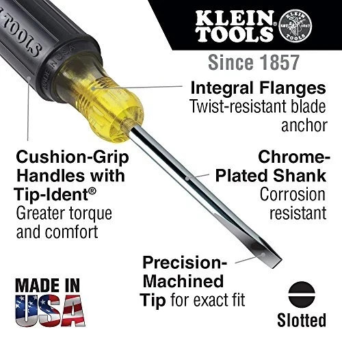 Klein Tools 608-4 1/8″ Cabinet Tip Miniature Screwdriver with 4″ Round Shank