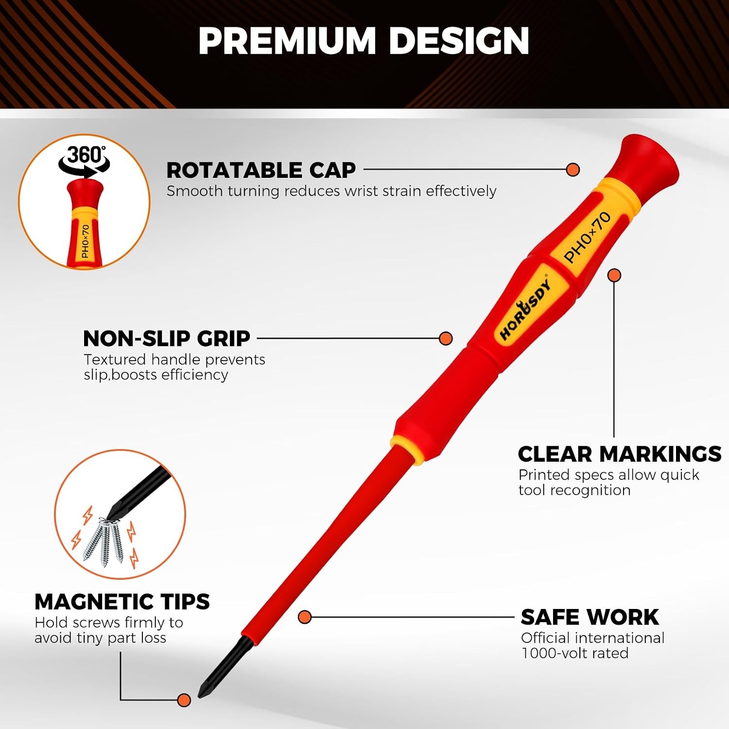 HORUSDY 12-Piece Precision Screwdriver Set, 1000V Insulated Electrician Screwdri