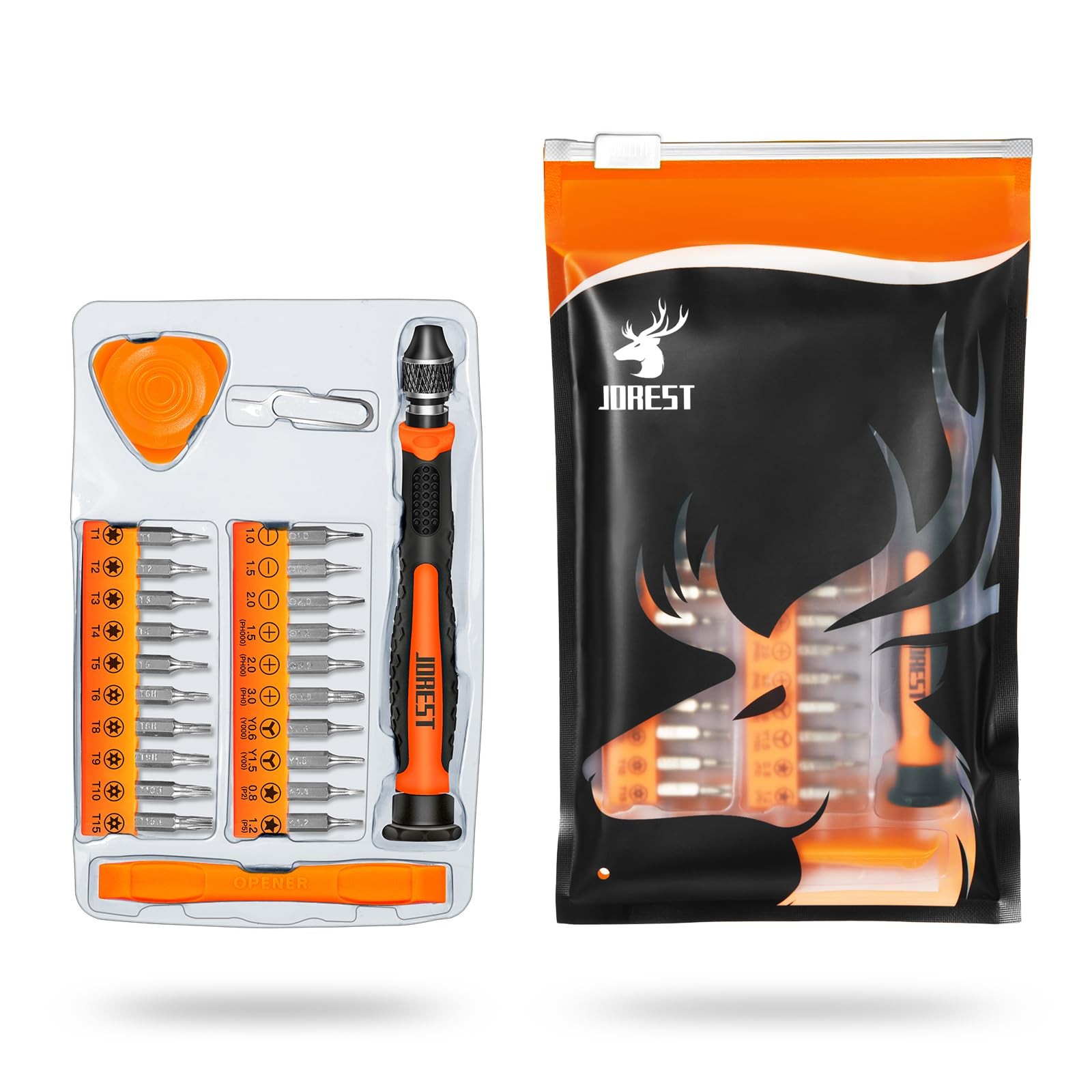 JOREST 24Pcs Small Precision Screwdriver Set with Torx T5 T6 T8 T9, Y00, Star P5