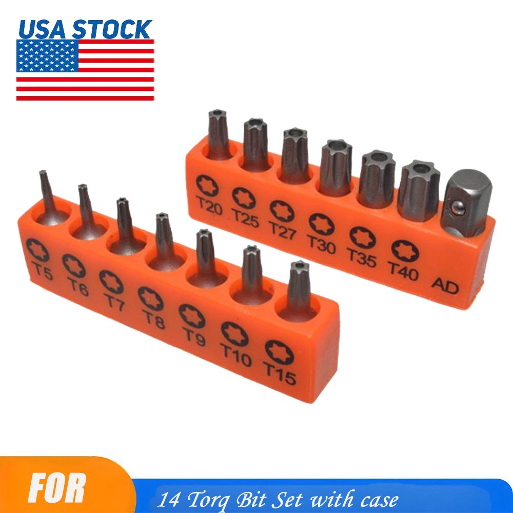 14PC Security Tamper Proof Torq Star Torx Hex Bit Set Resistant S2 Steel T5 -T40