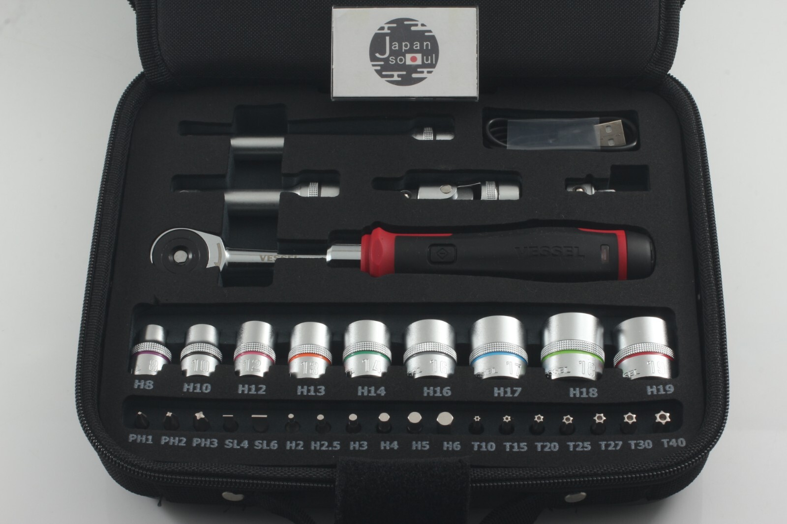 VESSEL 400ER3-1M Cordless Electric Slim Ratchet Wrench Set 33 Pcs. From JAPAN