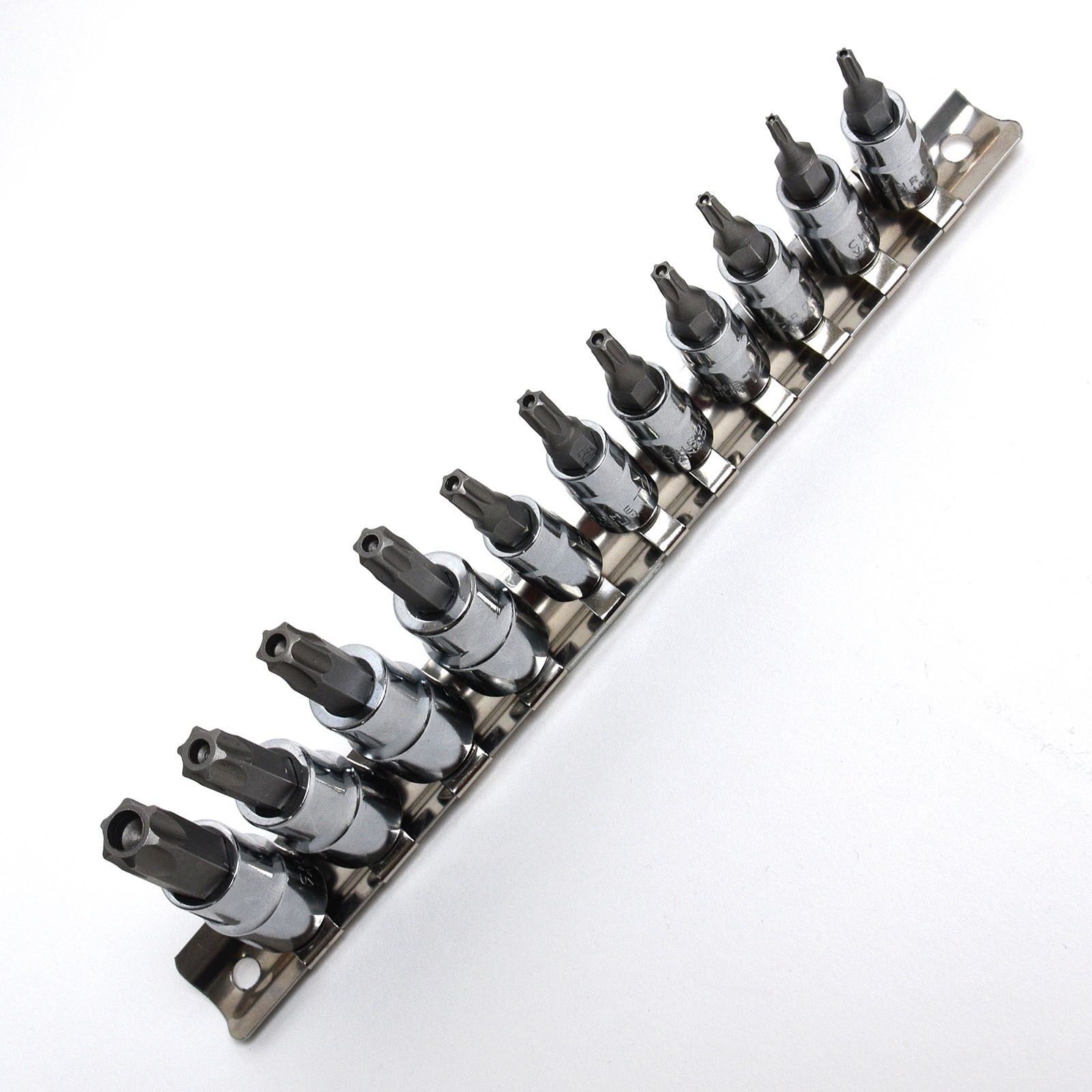 11pc Security Torx Socket 6 Point Set 3/8″ & 1/4″ Star Bit Tamper Proof S2 Steel