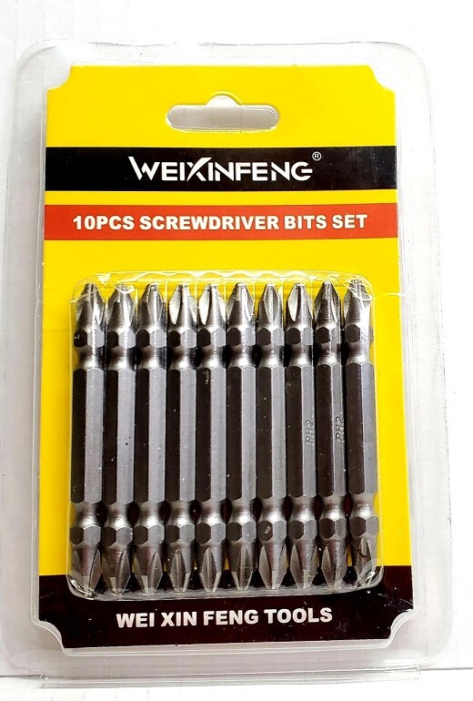 10pc Phillips Double End Screwdriver Bits Hex Driver 1/4″ Shank Long PH2 #11536
