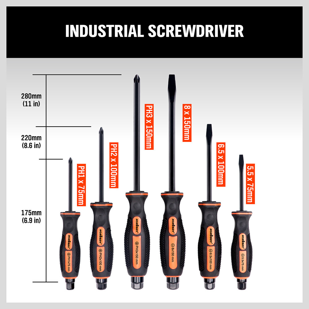 6 Pcs Magnetic Screwdriver Set Fastening Chiselling Loosening 3 Phillips 3 Flat