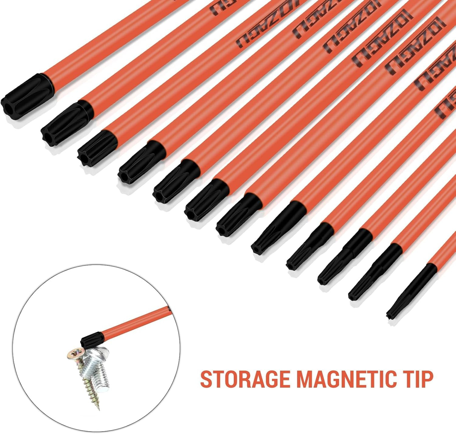12Pcs Long Torx Bit Set 6-Inch (152mm), T7 to T40, Magnetic Security Tamper Proo
