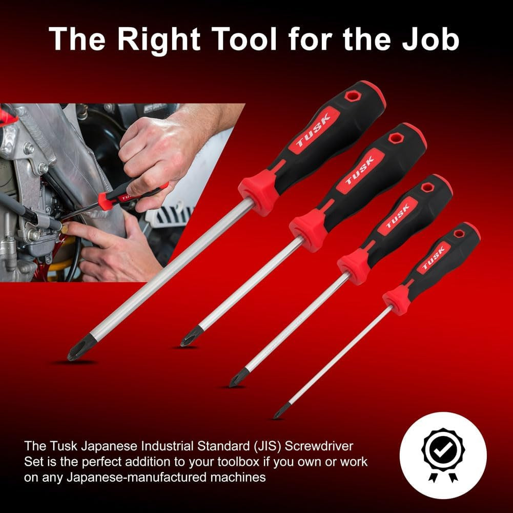 TUSK 4-Piece JIS Screwdriver Set #0 #1 #2 #3 Magnetic Tip Ergonomic