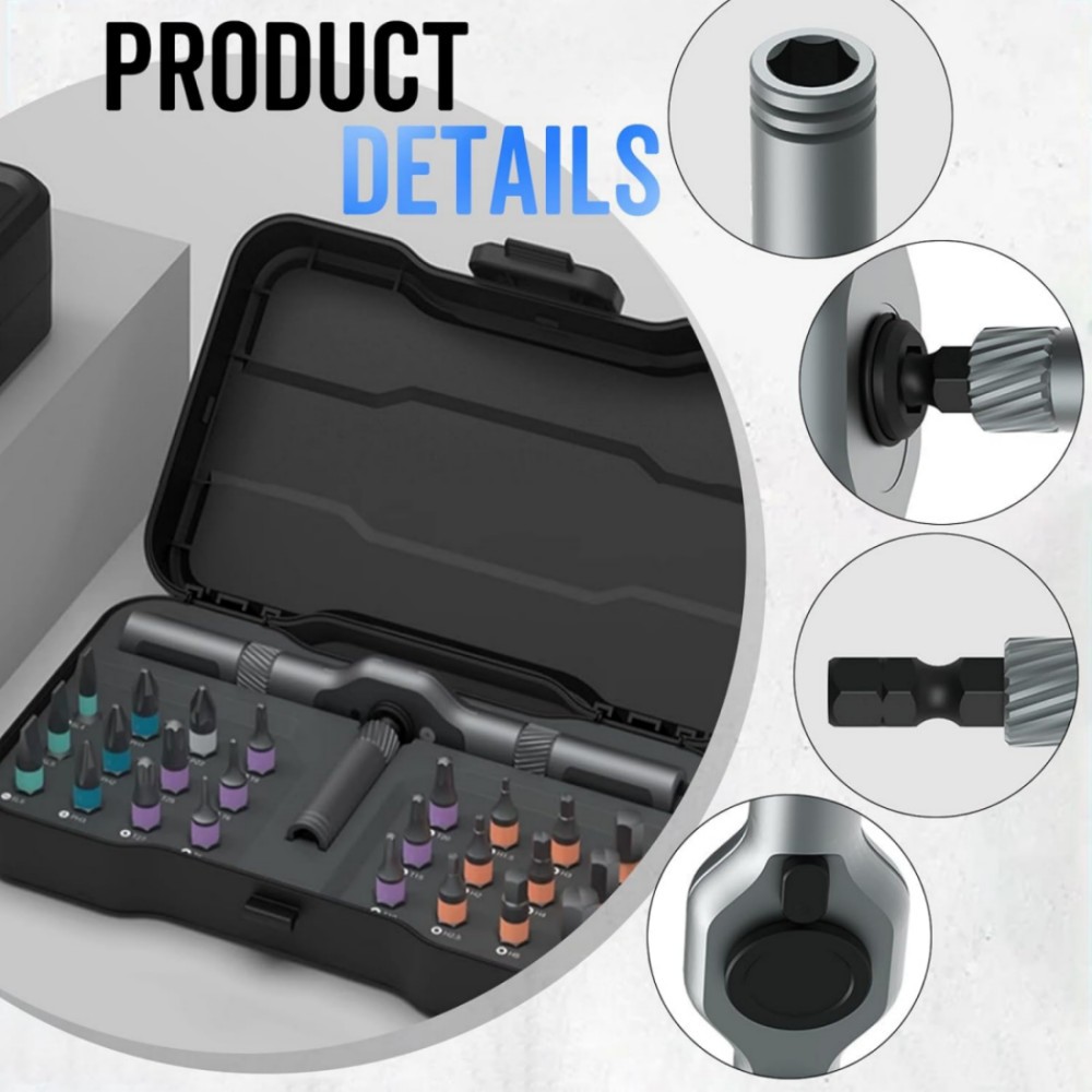 25Pcs 24 in 1 Multifunction Screwdriver Head Set Household Repair Ratchet Wrench