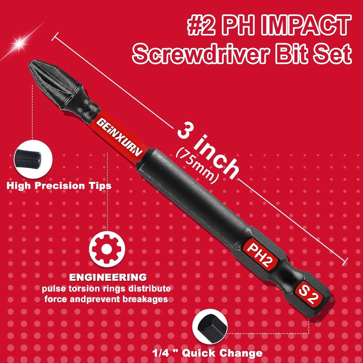 Versatile 30-Pack 3-Inch Impact-Resistant PH2 Driver Bits Set for Woodworking
