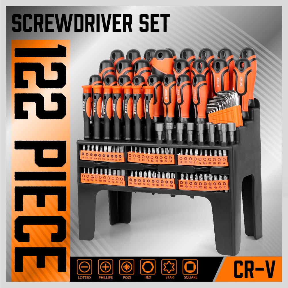 122Pc Magnetic Screwdriver Set Ratchet Handle Nut Driver Hex Key Socket Bits