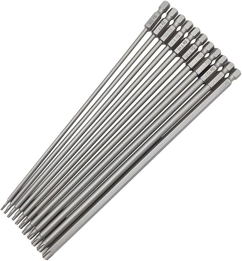 11Pcs 200Mm Extra Long Torx Screwdriver Bit Set, Magnetic Head S2 Steel Star Scr