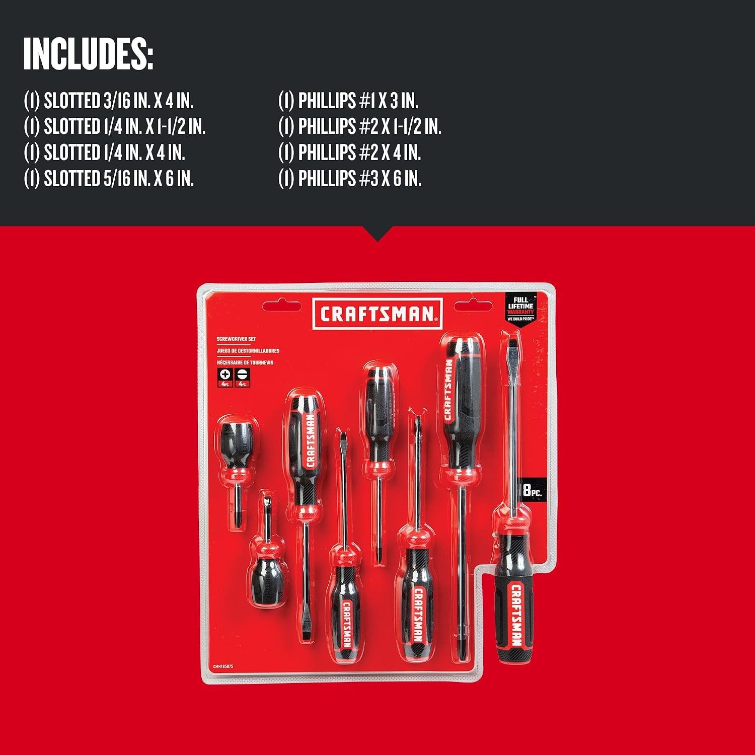 Screwdriver Set, Bi-Material, 8 Piece Set (CMHT65075N)