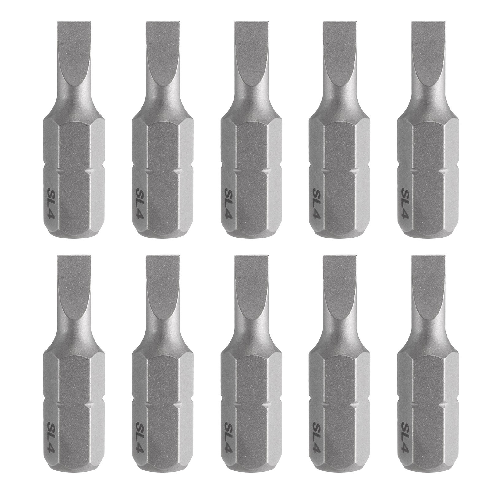 10pcs SL4 Magnetic Slotted Screwdriver Bit 1/4″ Hex Shank 25mm Length S2 Steel