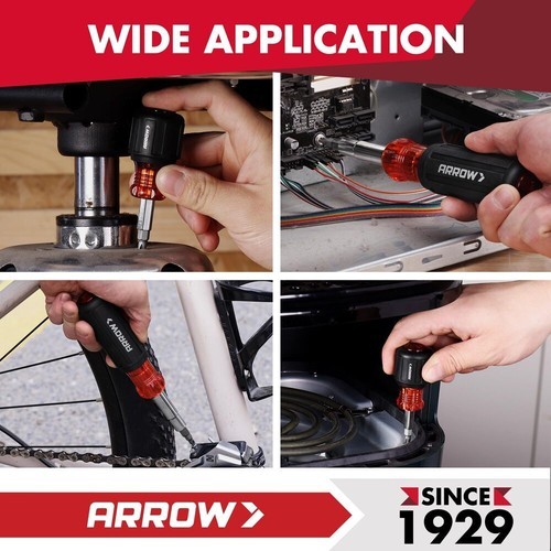 ARROW 11-in-1 Standard/5-in-1 Stubby Multi-bit Screw Driver & Nut Driver Set USA
