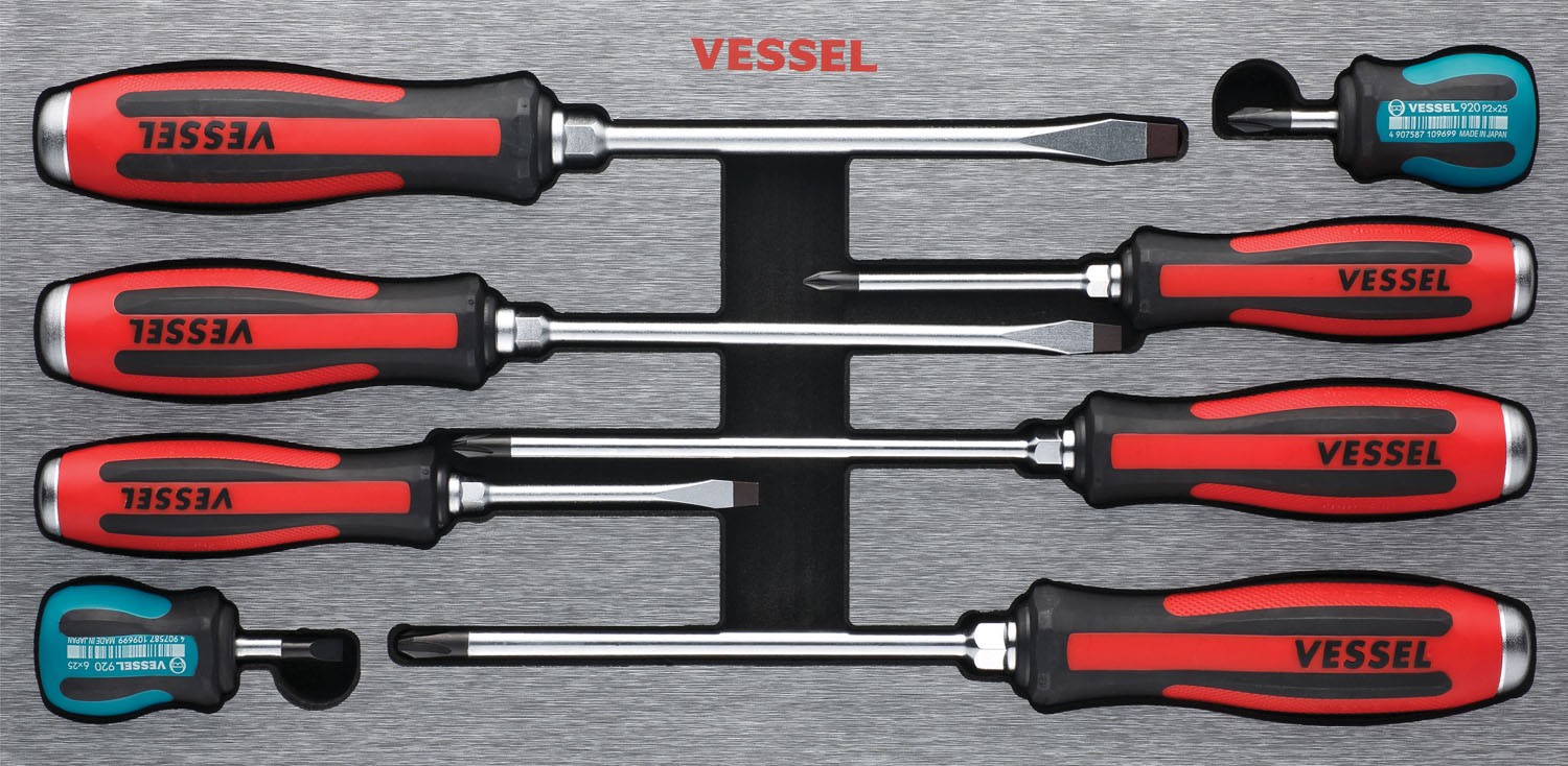 Vessel VST-9308EVA Megadora Jawsfit Tang-thru Screwdriver 8pc. Set