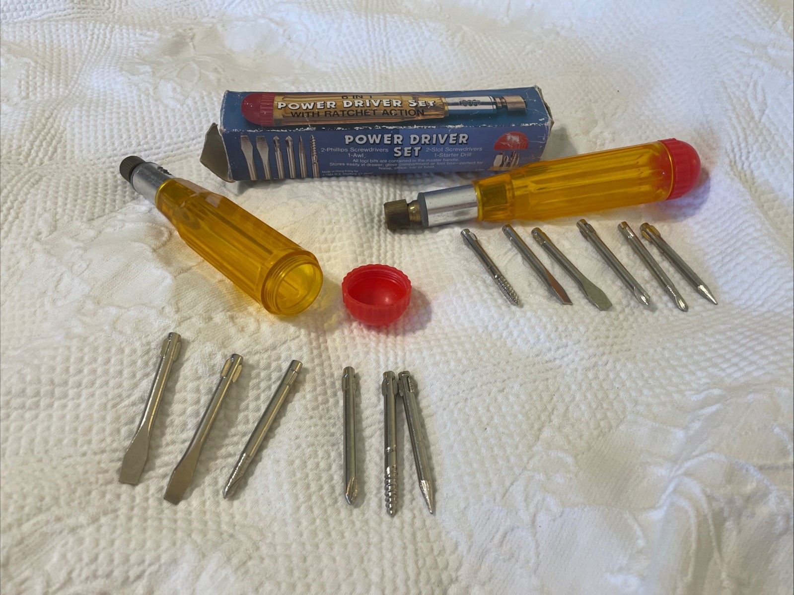 2 Vtg Screwdriver Sets Phillips Flathead Awl Starter Drill Easy Storage ATV Boat