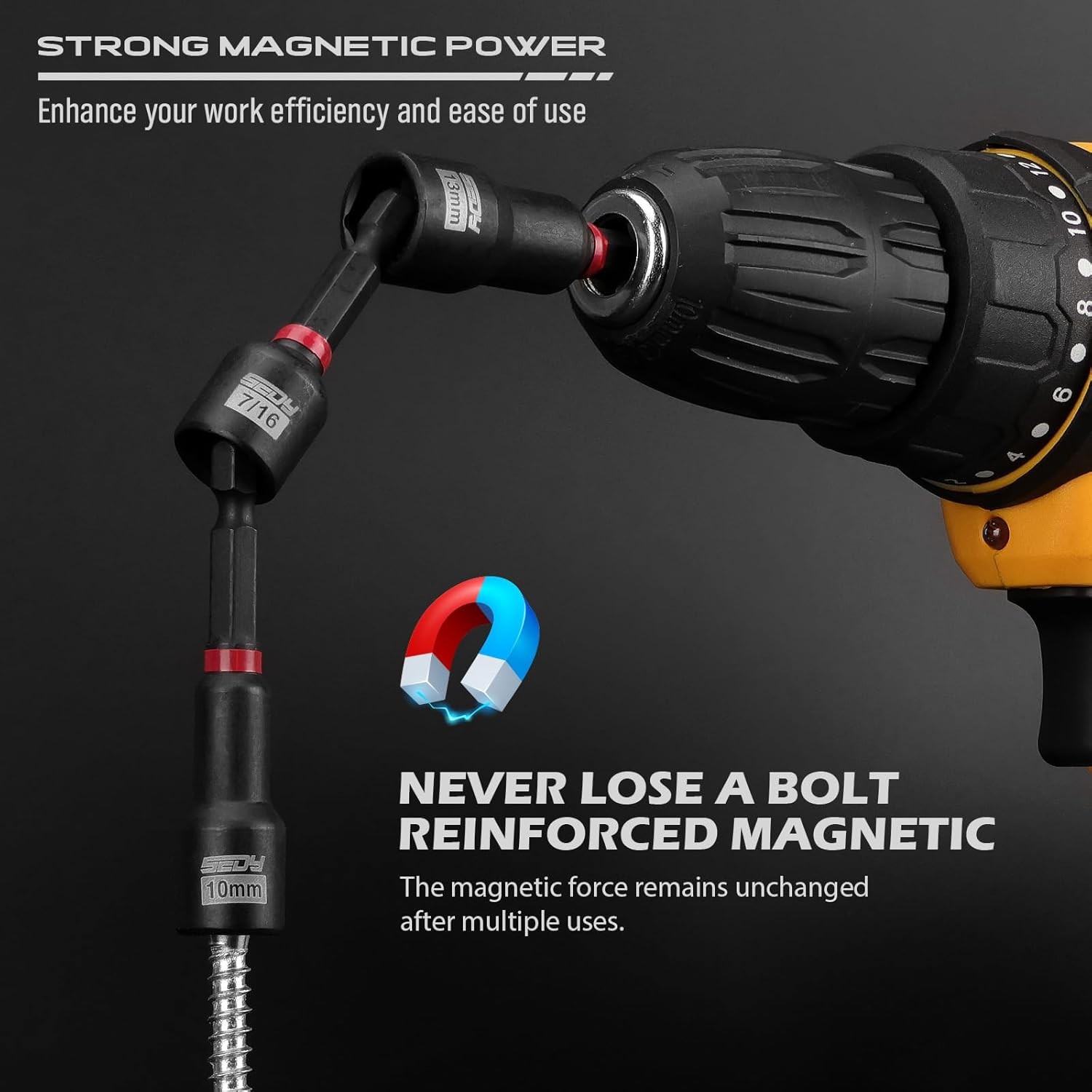 SEDY 80-Piece Magnetic Impact Nut Driver Set Metric SAE S2 Steel Cr-V 84099