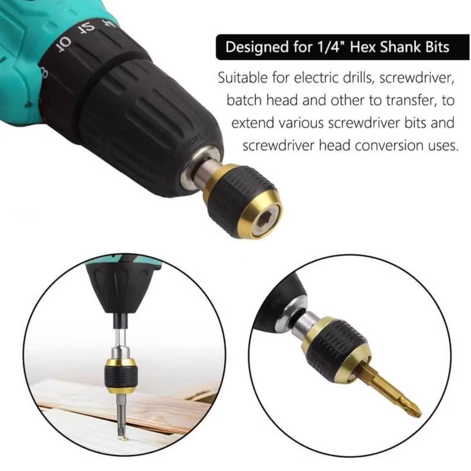 1/4inch Hex Shank Quick Release Drill Bit Holder Extension Tool For Screwdriver