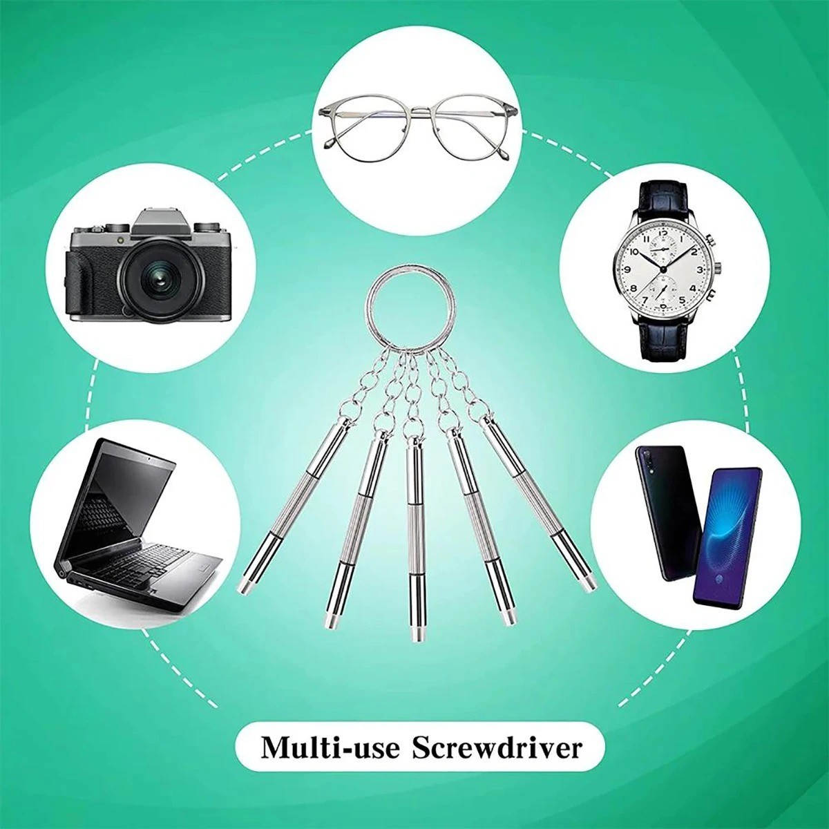 Mini 3-in-1 Glasses Screwdriver Set Spectacle Watch Sunglass Repair Kit Keychain