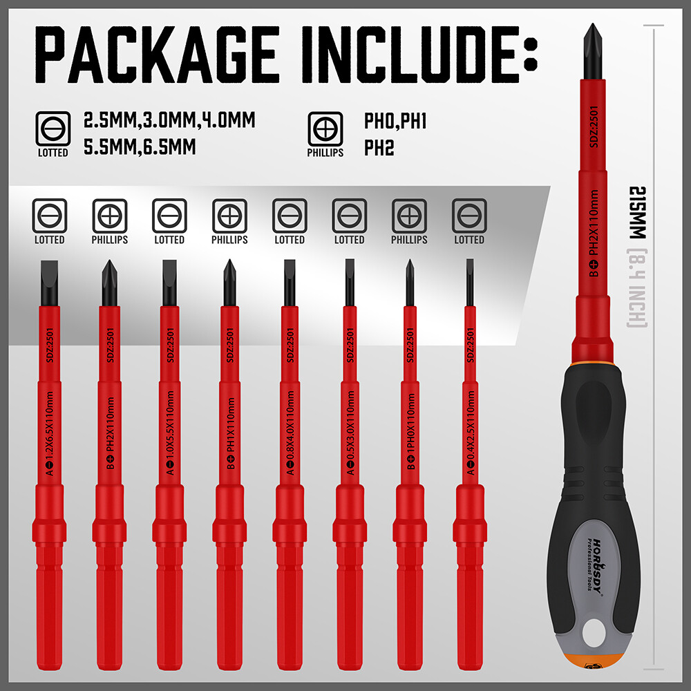 10pc Electrician’s Insulated Magnetic Electrical Hand Screwdriver Tool Set New