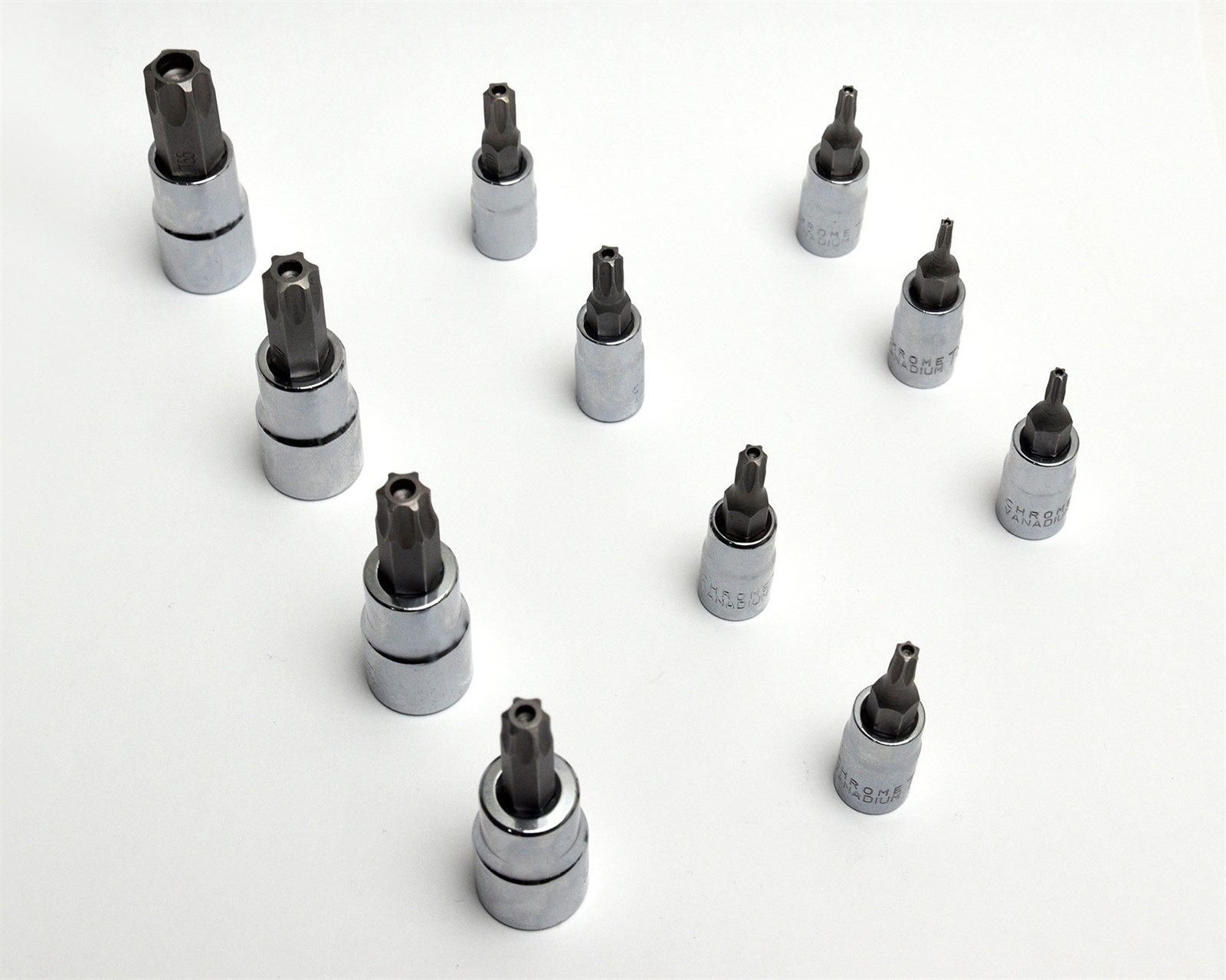 11pc Security Torx Socket 6 Point Set 3/8″ & 1/4″ Star Bit Tamper Proof S2 Steel