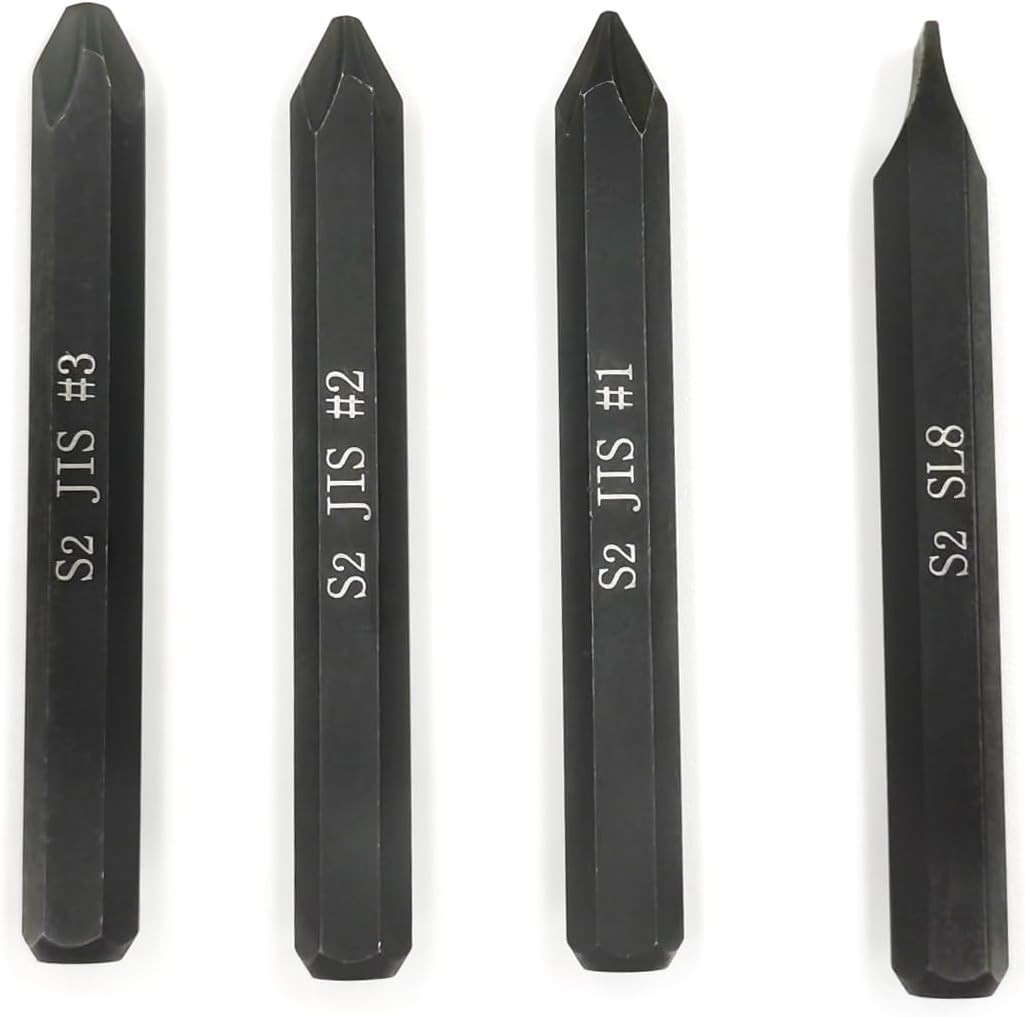 JIS B4633 Impact Screwdriver Bits Set 5/16″ Hex S2 Steel 75mm Japanese Vehicles