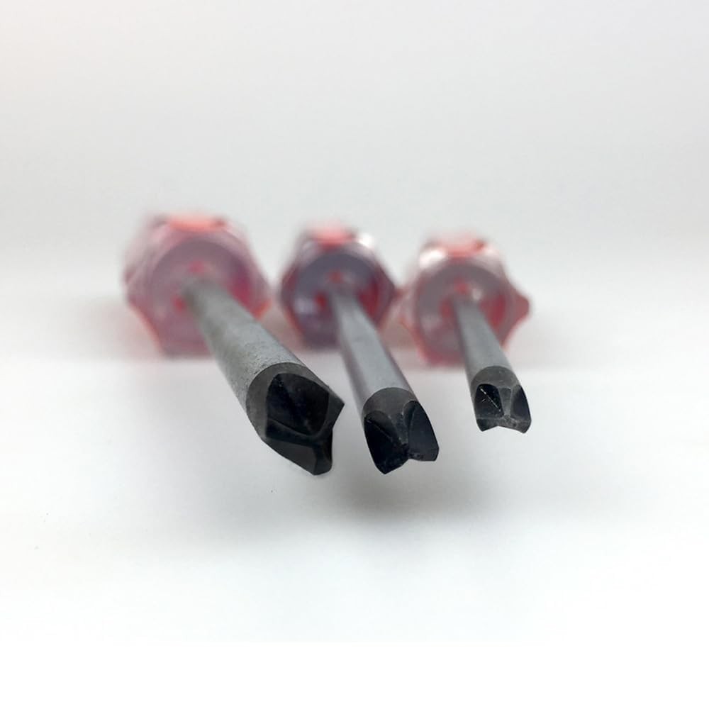 5 Piece Y Tip Screwdriver Set, Magnetic Tri Point Y2Y1Y0Y00Y000, Red, Silver