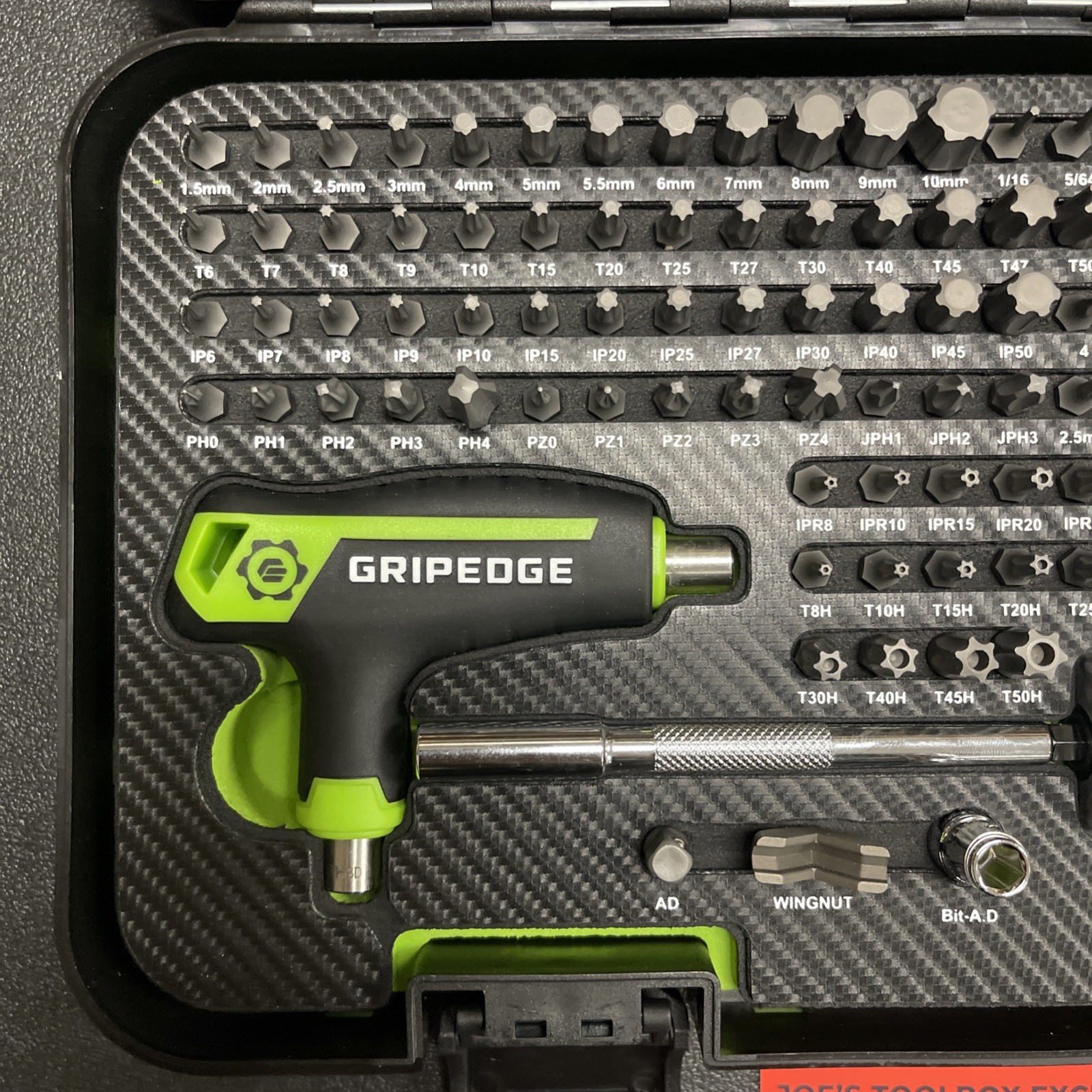 NEW GripEdge Tools Set MBS132 132-PC R.P.T. Multi-Bit Screwdriver Grip Edge