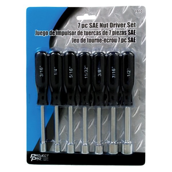 Performance Tool Project Pro 7-piece 3/16″ to 1/2″ Dipped Handle Nut Driver Set
