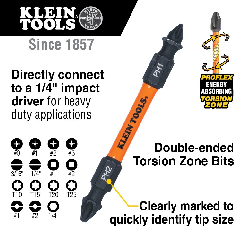 Klein Tools 32315HD 15-in-1 Ratcheting Impact-Rated Multi-Bit Torsion Zone Screw