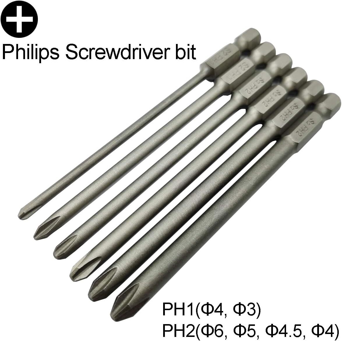 Long Slotted Head And Cross Phillips Screwdriver Bit Sets With 1/4 Inch